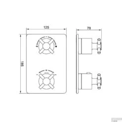 BWS Afbouwdeel Crux 2-Weg RVS Tbv Thermostatisch Inbouwdeel Uni