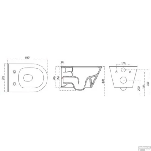 Wandcloset Wiesbaden Stereo Rimless Met Softclose Zitting Mat Grijs -Badkamer Winkel 32.3398 tech 2