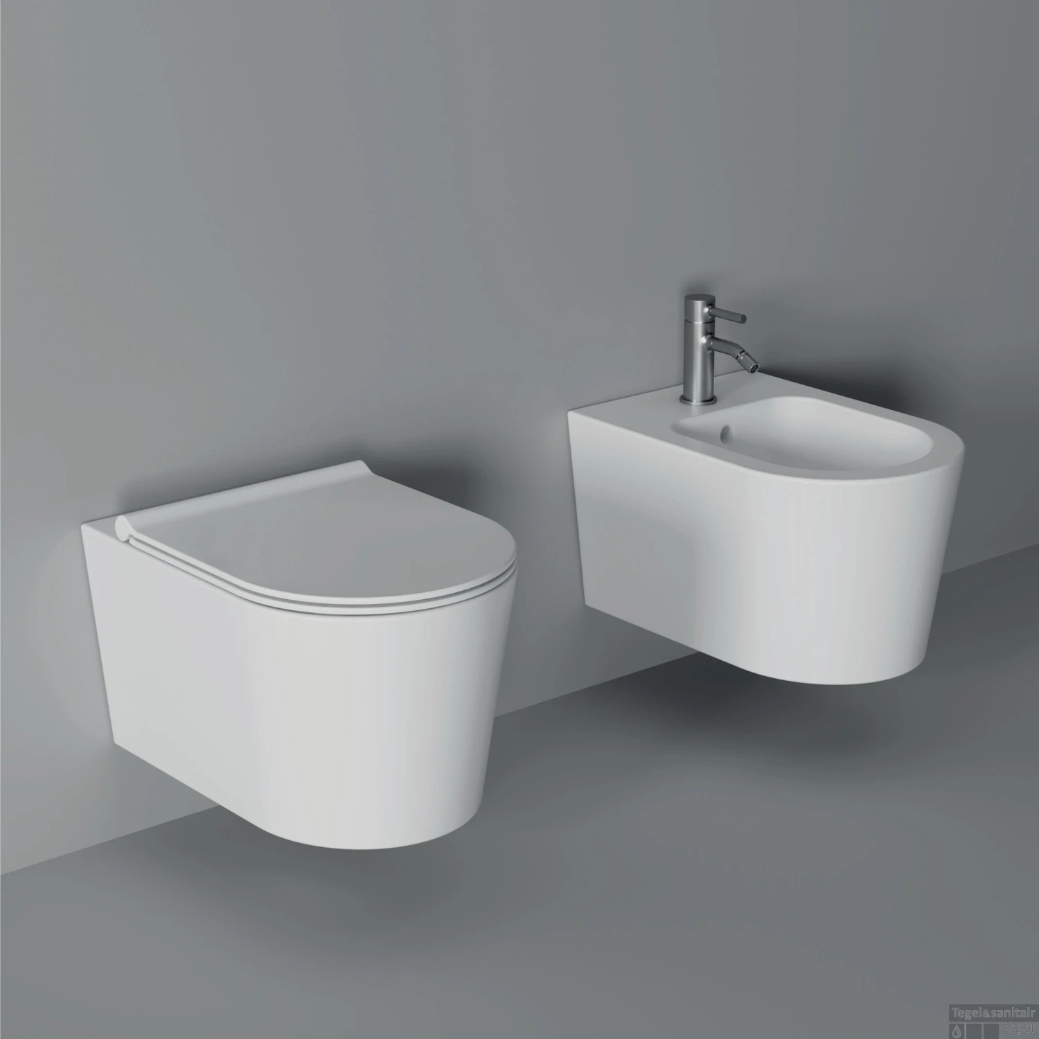 Bidet Salenzi Form Square Mat Taupe (exclusief Kraan) 2 Bidet Salenzi Form Square Mat Taupe (exclusief Kraan) - Afbeelding 2