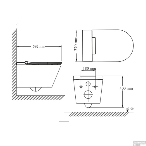 Douche-WC Schutte Cesari Elektronisch Wandmontage Zonder Spoelrand Met Slim WC-Zitting -Badkamer Winkel 4008431921006 99