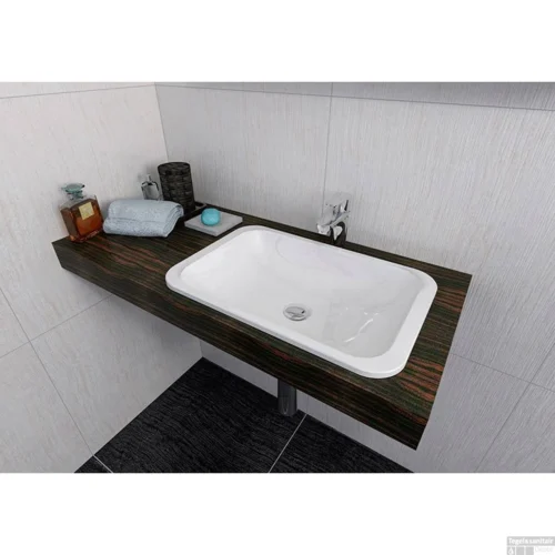 Wastafel Inbouw Sapho Japura Rechthoekig 55x36x12 Cm Cast Marble Wit -Badkamer Winkel 50135 wastafel inbouw sapho kama rechthoekig 55x36x12 cm marmer wit 3