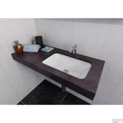 Wastafel Inbouw Sapho Japura Rechthoekig 55x36x12 Cm Cast Marble Wit -Badkamer Winkel 50135 wastafel inbouw sapho kama rechthoekig 55x36x12 cm marmer wit 4