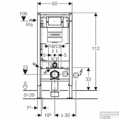 Geberit Duofix Omega Inbouwreservoir H112 Front/planchetbediening -Badkamer Winkel 77515