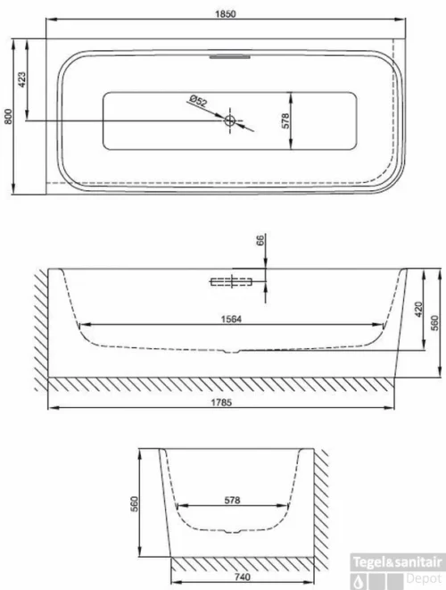 Bette Art Iv Bad 185 X 80 X 42 Cm. Wit -Badkamer Winkel 77729