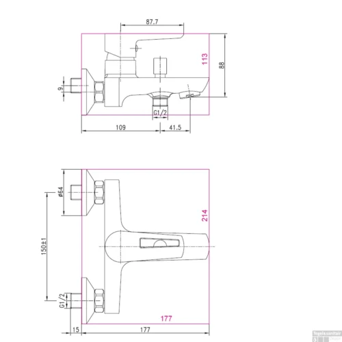 Bad-douche Combinatie Mengkraan Allibert Vision Opbouw Chroom -Badkamer Winkel 822044tech tech