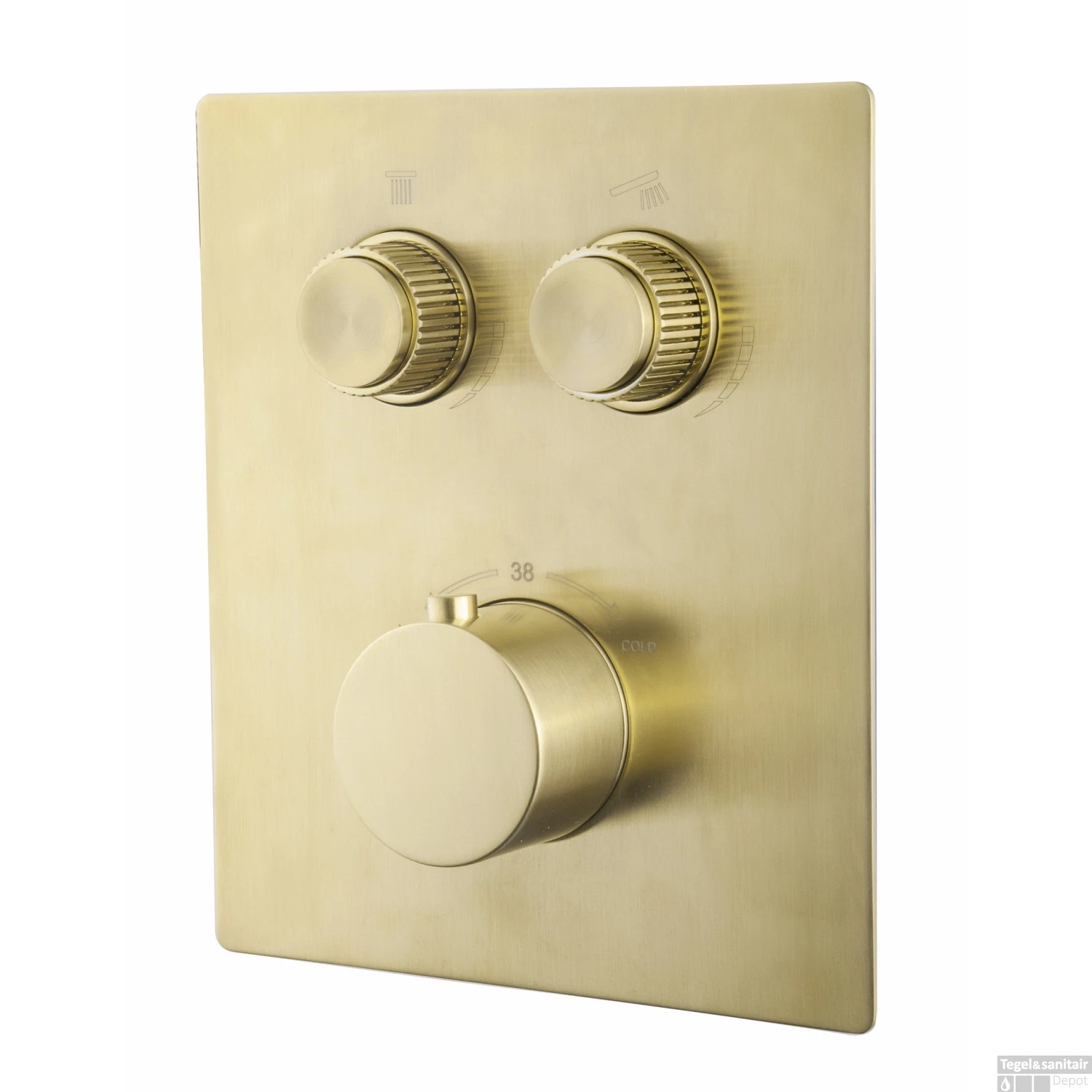 Afbouwdeel Inbouwthermostaat BWS Caral Klik Pro 2-weg Geborsteld Messing