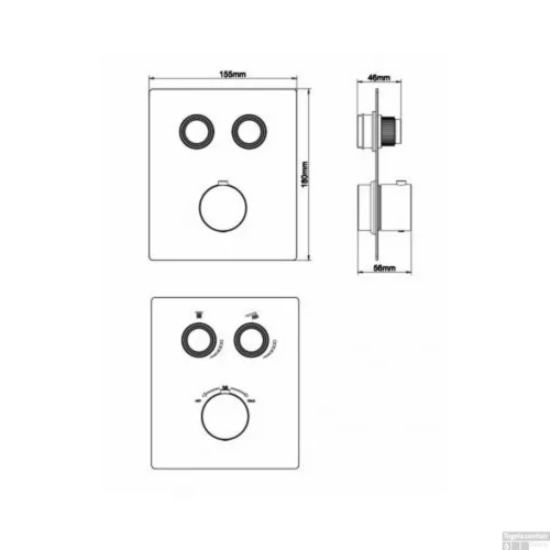 Afbouwdeel Inbouwthermostaat Wiesbaden Caral Klik Pro 2-weg Chroom -Badkamer Winkel afbouwdeel inbouwthermostaat wiesbaden caral klik pro 2 weg chroom tech 2