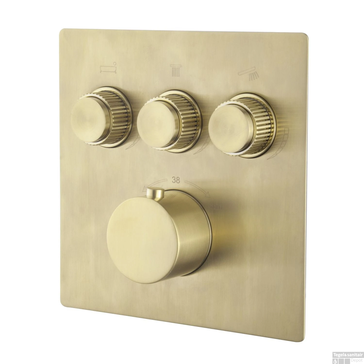 Afbouwdeel Inbouwthermostaat Wiesbaden Caral Klik Pro 3-weg Geborsteld Messing