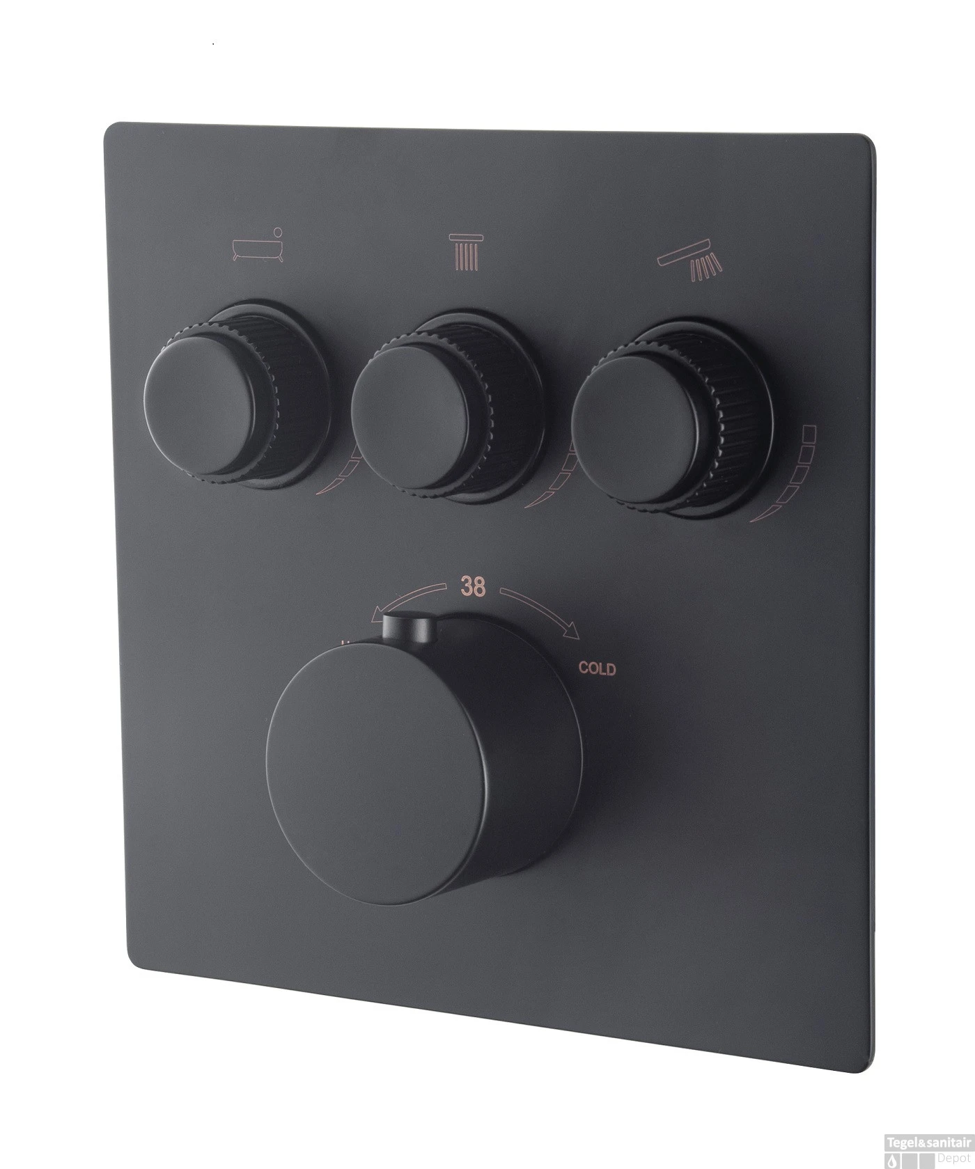 Afbouwdeel Inbouwthermostaat Wiesbaden Caral Klik Pro 3-weg Mat Zwart