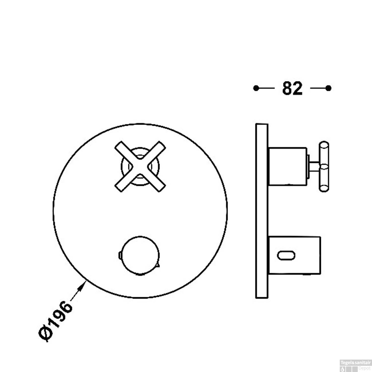 Afbouwdeel Tres Mont Blanc Douche Thermostaat 2-Weg Kruisgreep Mat Zwart 2 Afbouwdeel Tres Mont Blanc Douche Thermostaat 2-Weg Kruisgreep Mat Zwart - Afbeelding 2
