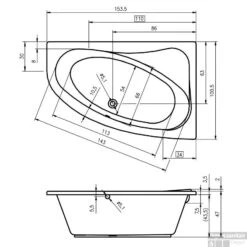 Nieuwe Producten -Badkamer Winkel afmetingen lyra 153 links