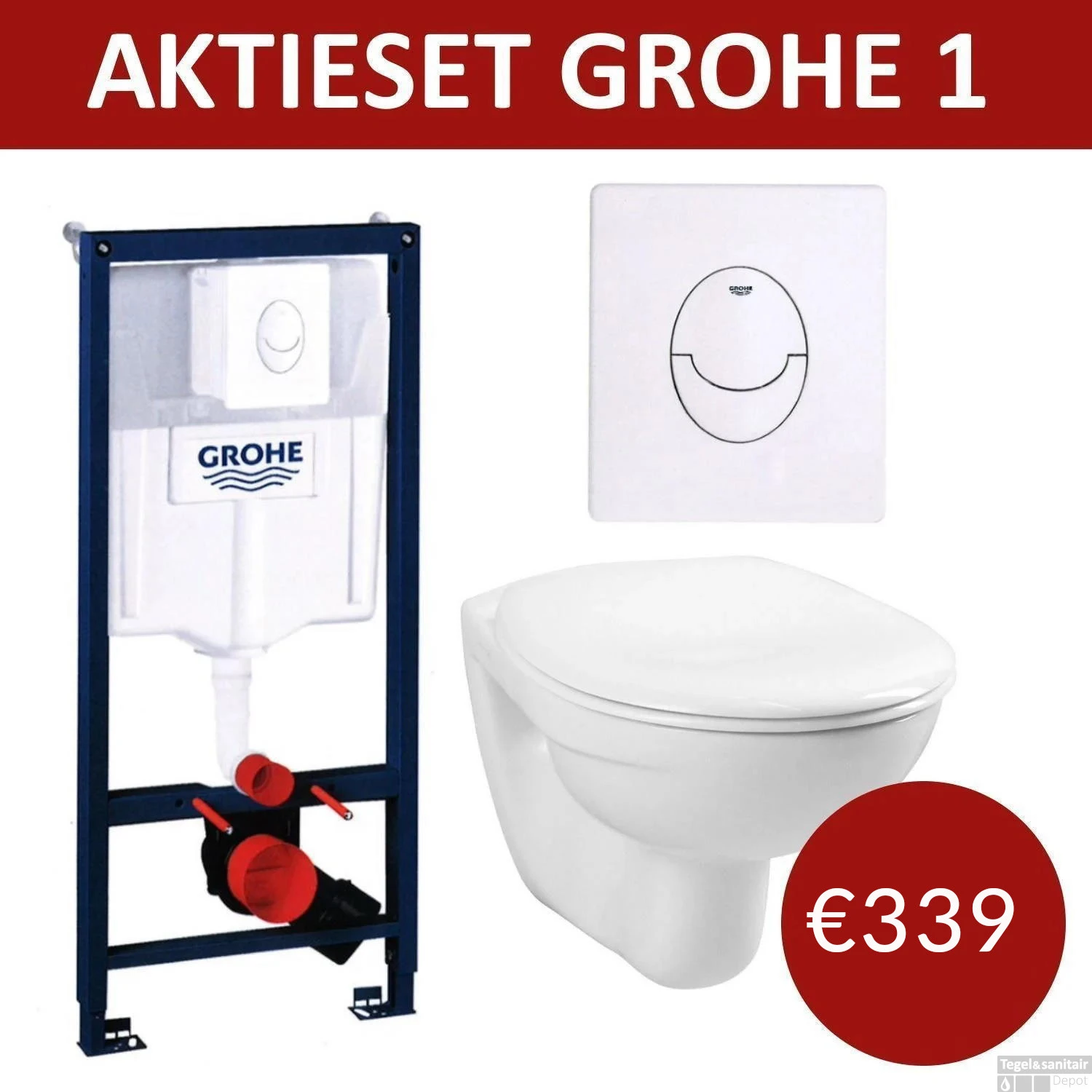 Aktie Toiletset Grohe Rapid SL Met Basic Smart Pot En Skate Air Drukplaat 1 Aktie Toiletset Grohe Rapid SL Met Basic Smart Pot En Skate Air Drukplaat