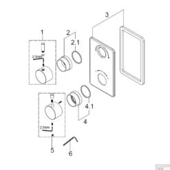 BWS Afbouwdeel Cemal Douche Thermostaat 2Weg Mat Zwart -Badkamer Winkel bws afbouwdeel cemal douche thermostaat 2weg mat zwart detail