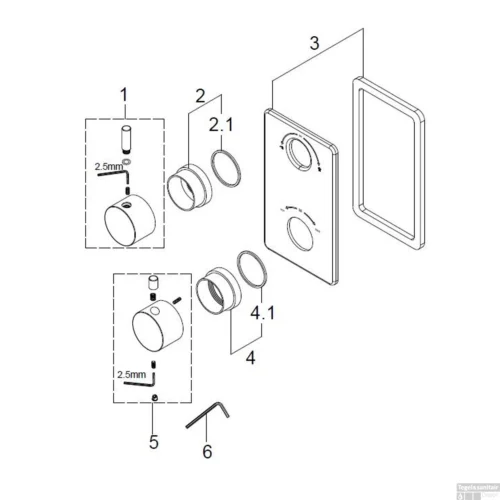 BWS Afbouwdeel Cemal Douche Thermostaat 2Weg Mat Zwart -Badkamer Winkel bws afbouwdeel cemal douche thermostaat 2weg mat zwart detail