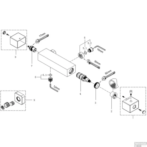 BWS Douchemengkraan Vierkant Chroom