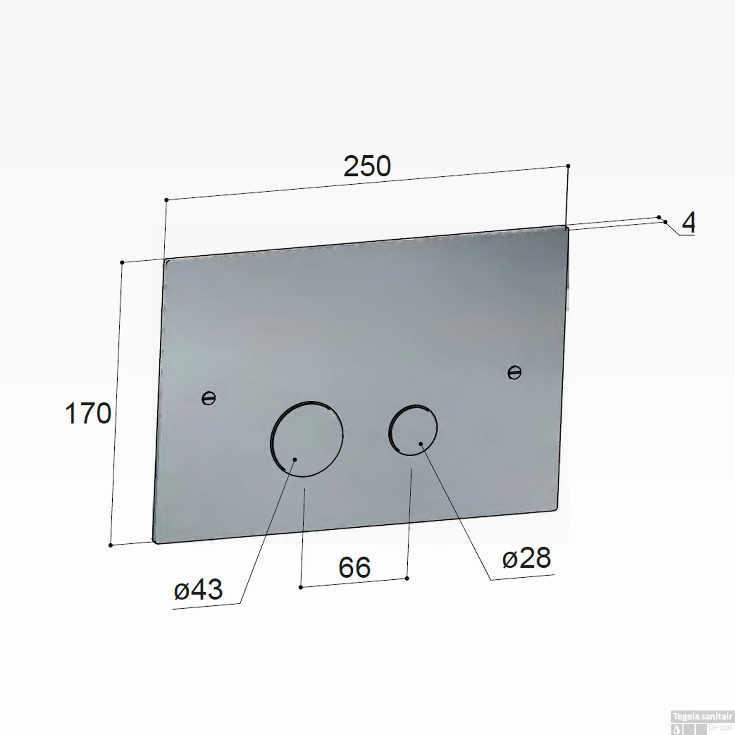 Bedieningspaneel Hotbath Cobber T.b.v. Geberit UP320 Geborsteld Koper PVD - Afbeelding 4