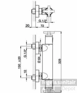 Cisal Barcelona Quad Opbouw Douche Thermostaat Rvs BQT010102A