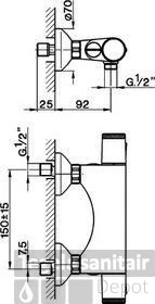 Cisal Pumpy Thermostatische Douchekraan LST01010