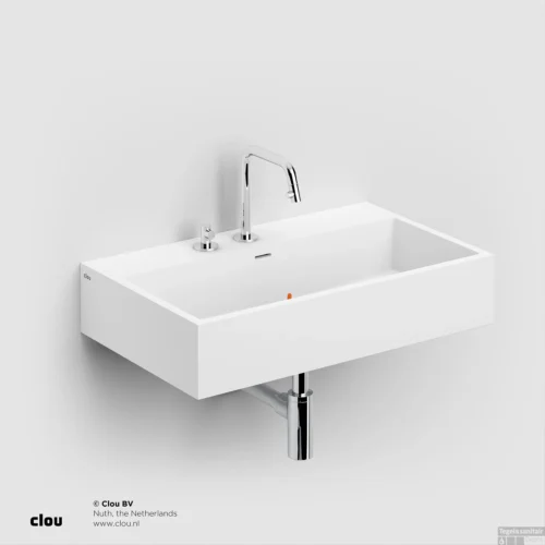 Wastafel Clou Wash Me 70x42x14 Cm Solid Surface Mat Wit