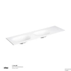 Wastafelblad Clou Hammock Dubbele Waskom Links 180cm Mat Wit