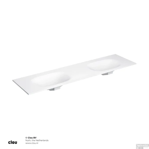 Wastafelblad Clou Hammock Dubbele Waskom 180cm Composiet Mat Wit