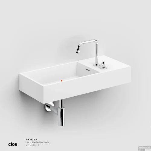 Wastafel Clou Wash Me 75x32x12 Cm Solid Surface (Rechts)