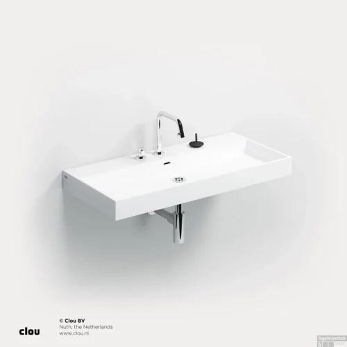 Wastafel Clou Wash Me 90x42x8 Cm Mineraal Marmer Wit