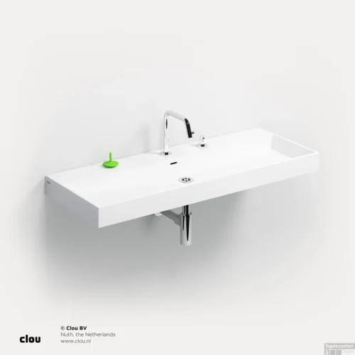 Wastafel Clou Wash Me 110x42x8 Cm Mineraal Marmer Wit