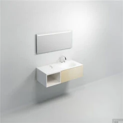 Clou Hammock Wastafelblad Enkele Waskom Rechts 110cm Aluite Mat Wit