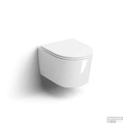 Clou InBe 1 Wandtoilet 48cm Incl Zitting Met Deksel Soft Closing En Quick Release Systeem Glanzend Wit Keramiek 36.5x48x38.1cm