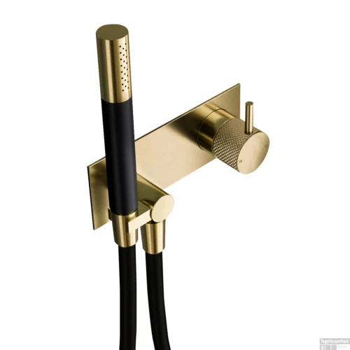 Inbouw Douchemengkraan Hotbath Cobber X Met Doucheslang En Handdouche Geborsteld Messing PVD