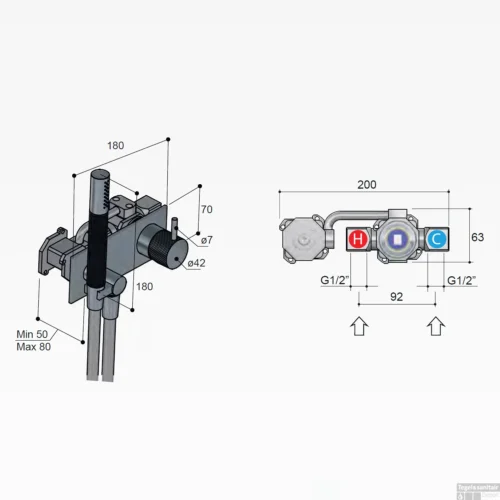 Inbouw Douchemengkraan Hotbath Cobber X Met Doucheslang En Handdouche Geborsteld Messing PVD -Badkamer Winkel cx027bbp inbouw douchemengkraan hotbath cobber x met doucheslang en handdouche geborsteld messing pvd tech