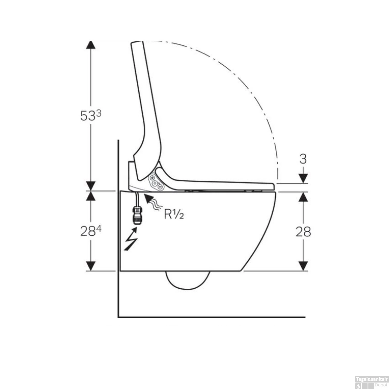 Douche WC Geberit AquaClean Tuma Classic Compleet Rimfree Glas Alpien Wit 5 Douche WC Geberit AquaClean Tuma Classic Compleet Rimfree Glas Alpien Wit - Afbeelding 5