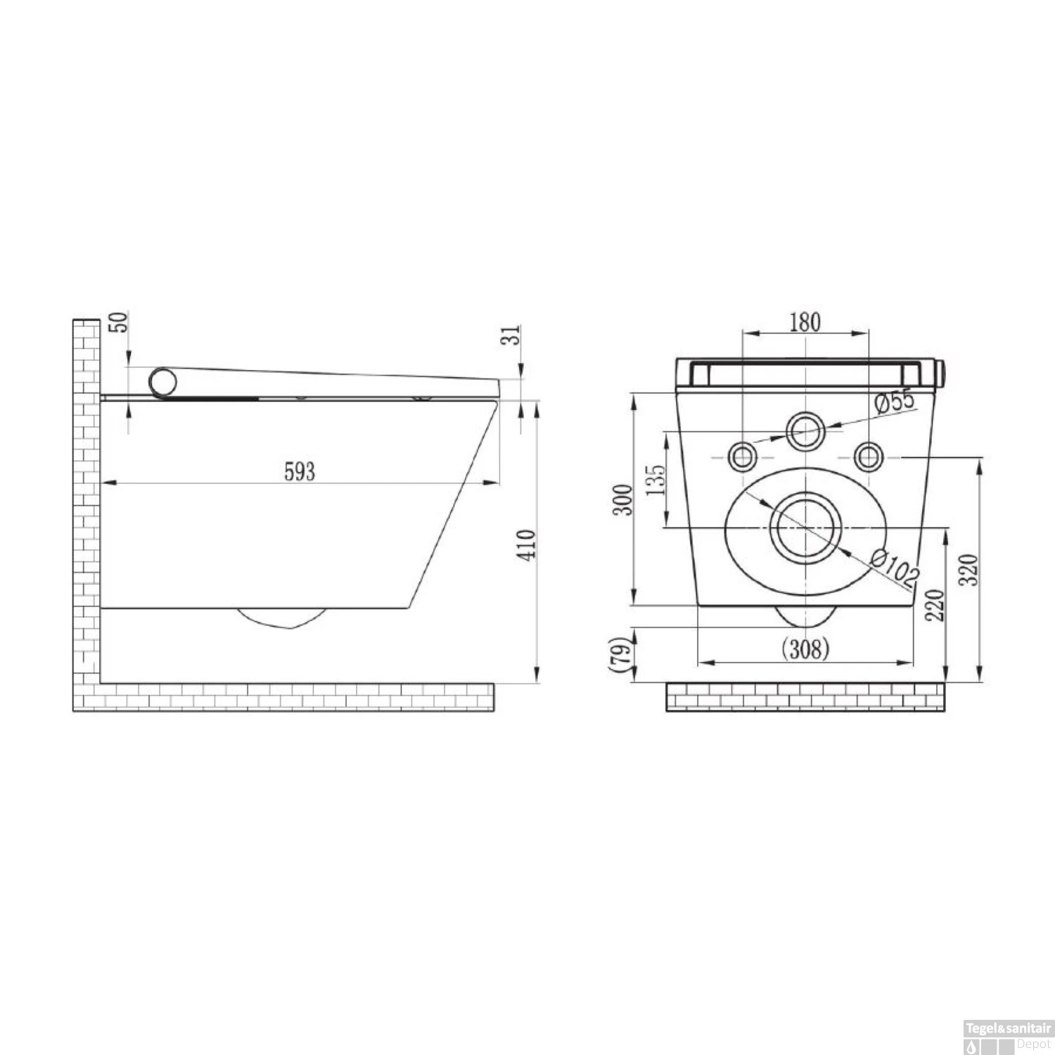 Douche WC RapoWash Basic Met Bidetspoeler En Afstandsbediening Rimless Wit 10 Douche WC RapoWash Basic Met Bidetspoeler En Afstandsbediening Rimless Wit - Afbeelding 10