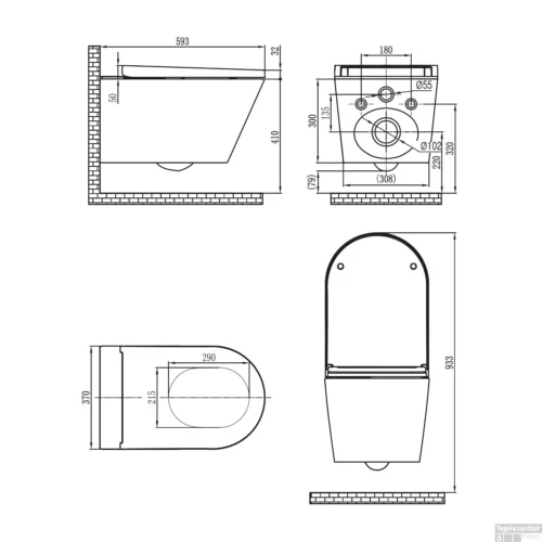 Douche WC Wiesbaden Vesta-ECO Randloos Wandcloset Wit -Badkamer Winkel douche wc wiesbaden vesta eco randloos wandcloset wit 32.3620 tech2
