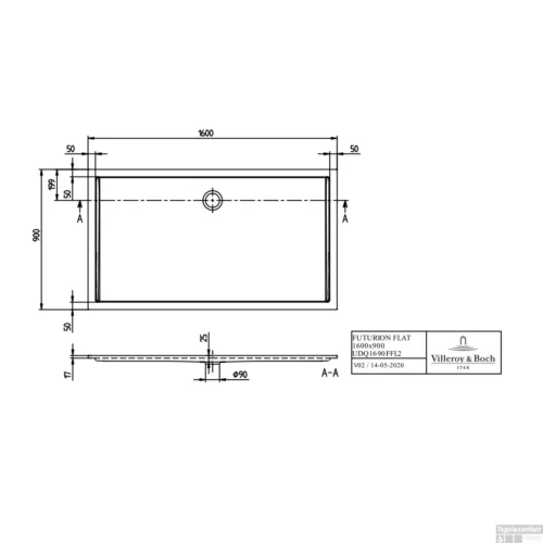 Douchebak Villeroy & Boch Futurion Flat Quaryl 160 X 90 CM Wit Alpin -Badkamer Winkel douchebak villeroy boch futurion flat quaryl 160 x 90 cm wit alpin tech