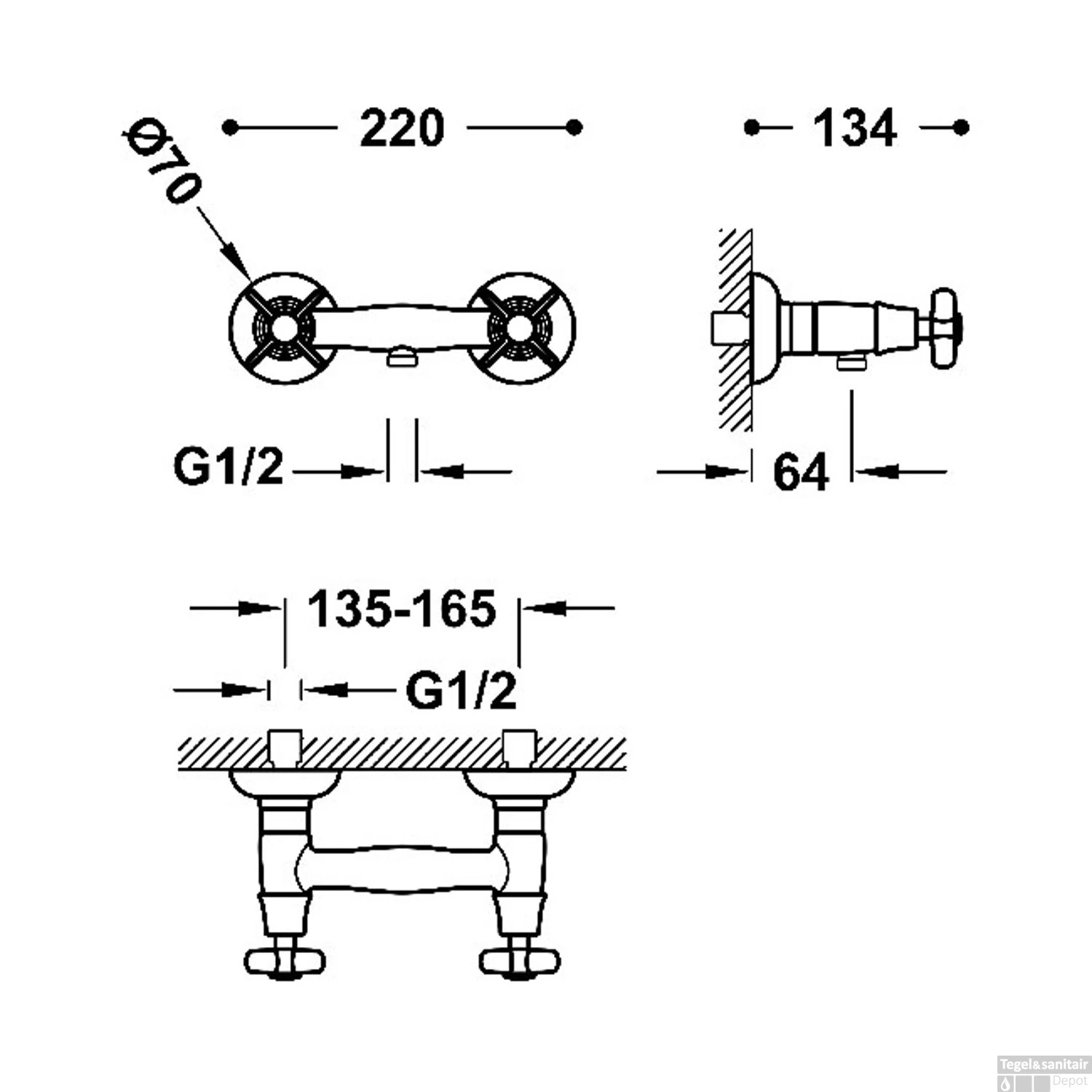 Douchemengkraan Tres Clasic 2 Kruisgreep Incl Handdouche En Doucheslang Verouderd Messing - Afbeelding 2