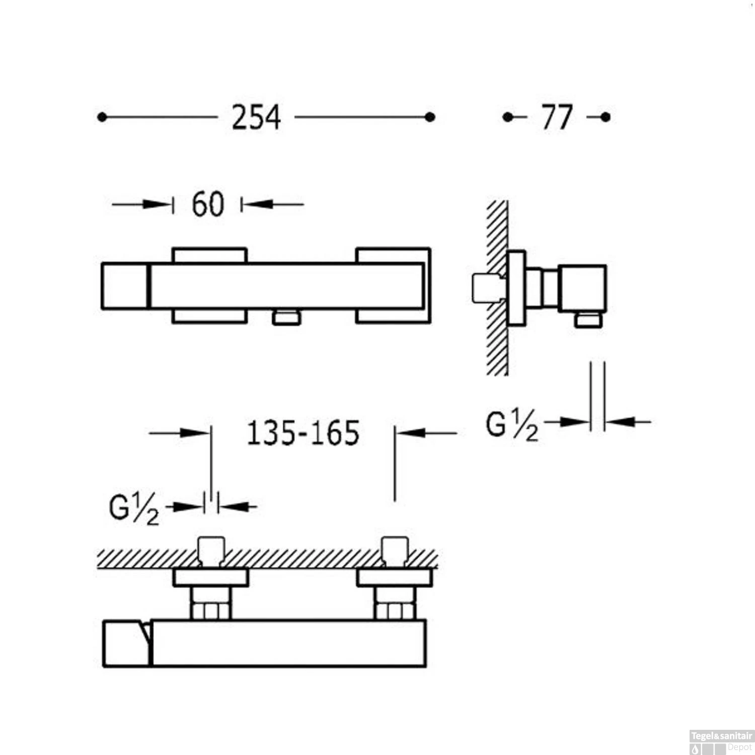 Douchemengkraan Tres Cuadro Met Handdouche 25.4x7.7 Cm Vierkant Mat Zwart - Afbeelding 2