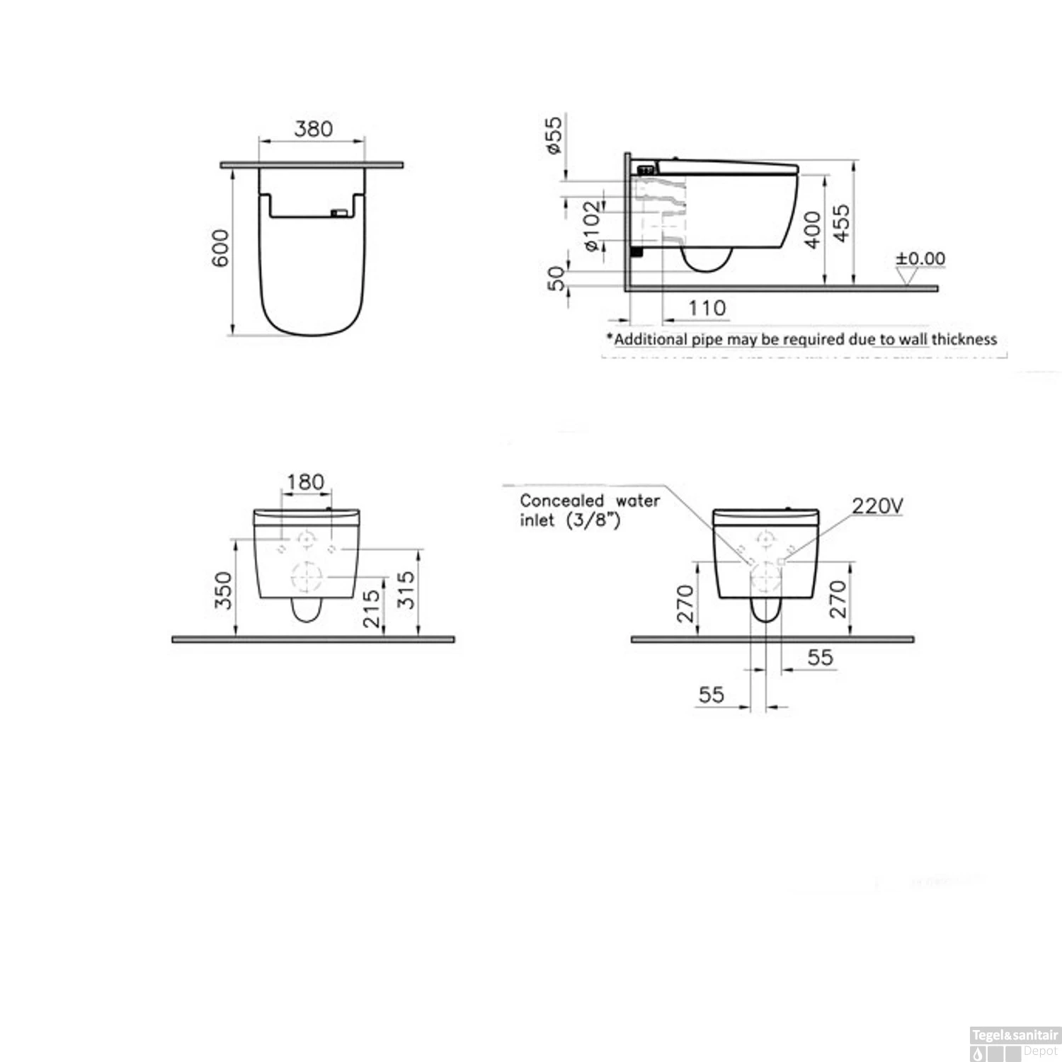 Douchewc VitrA V-care 1.1 Comfort V-Care Randloos Incl. Kinderfunctie & Ontkalkingsfunctie Bidetfunctie En Afstandsbediening - Afbeelding 8