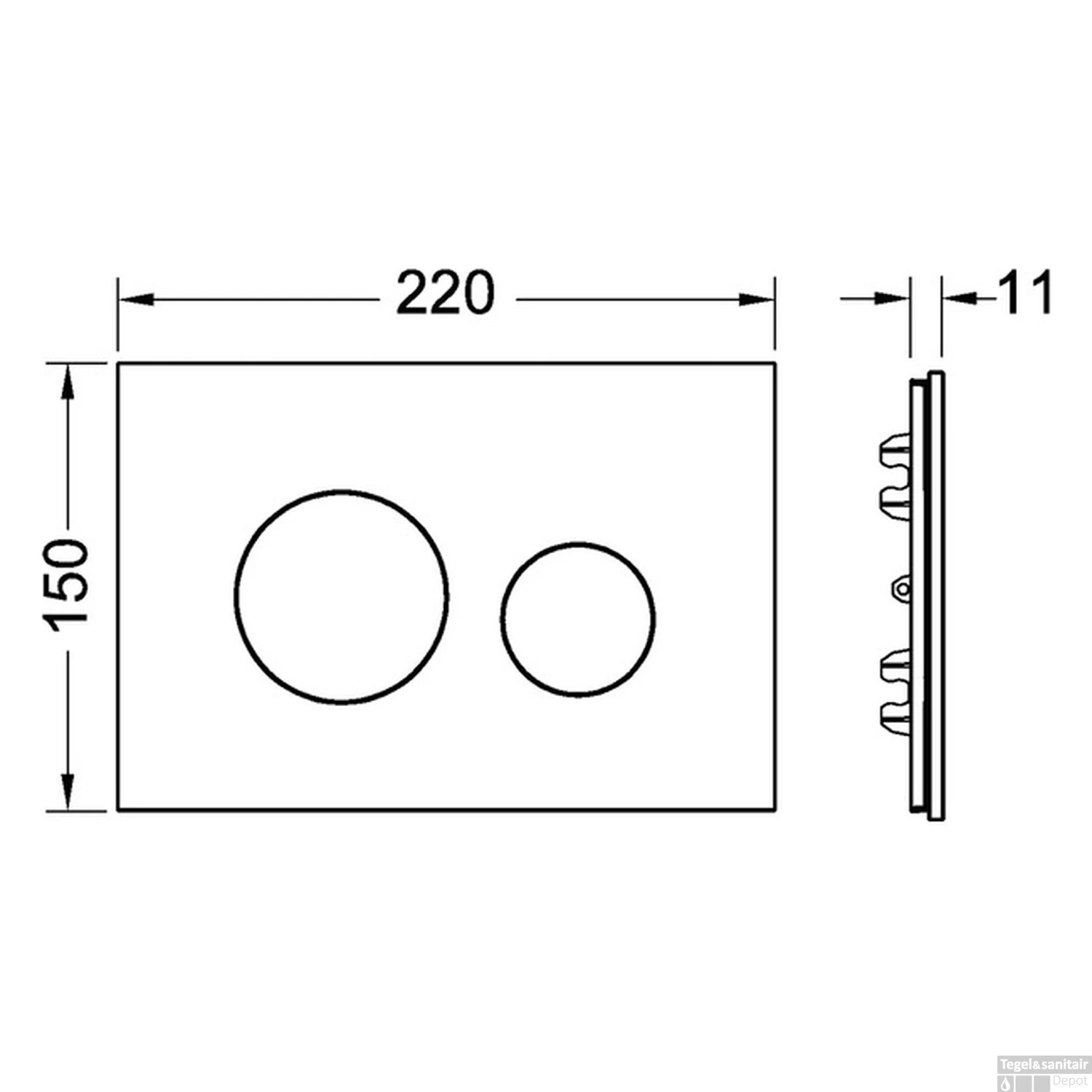 Drukplaat Front En Toetsen TECE Loop Voor WC-Bediening Glas Wit - Afbeelding 11