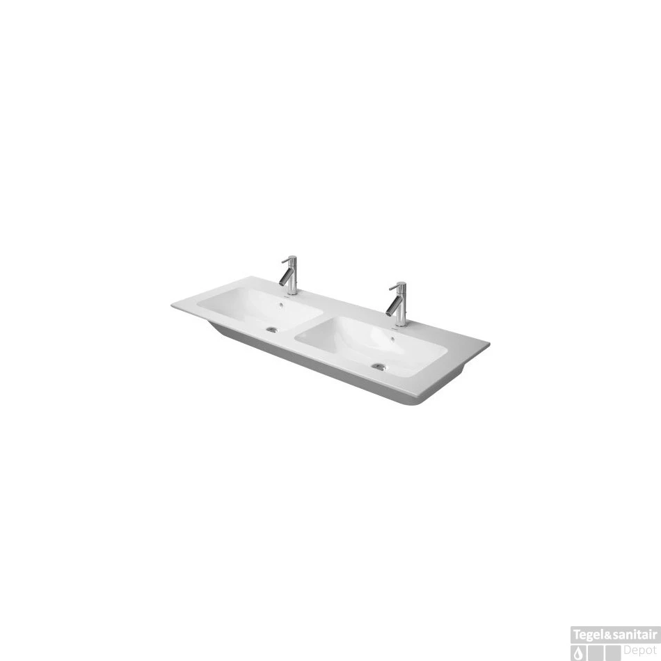 Duravit ME By Starck Dubbele Wastafel 130x49x18 Cm Keramiek Glanzend Wit