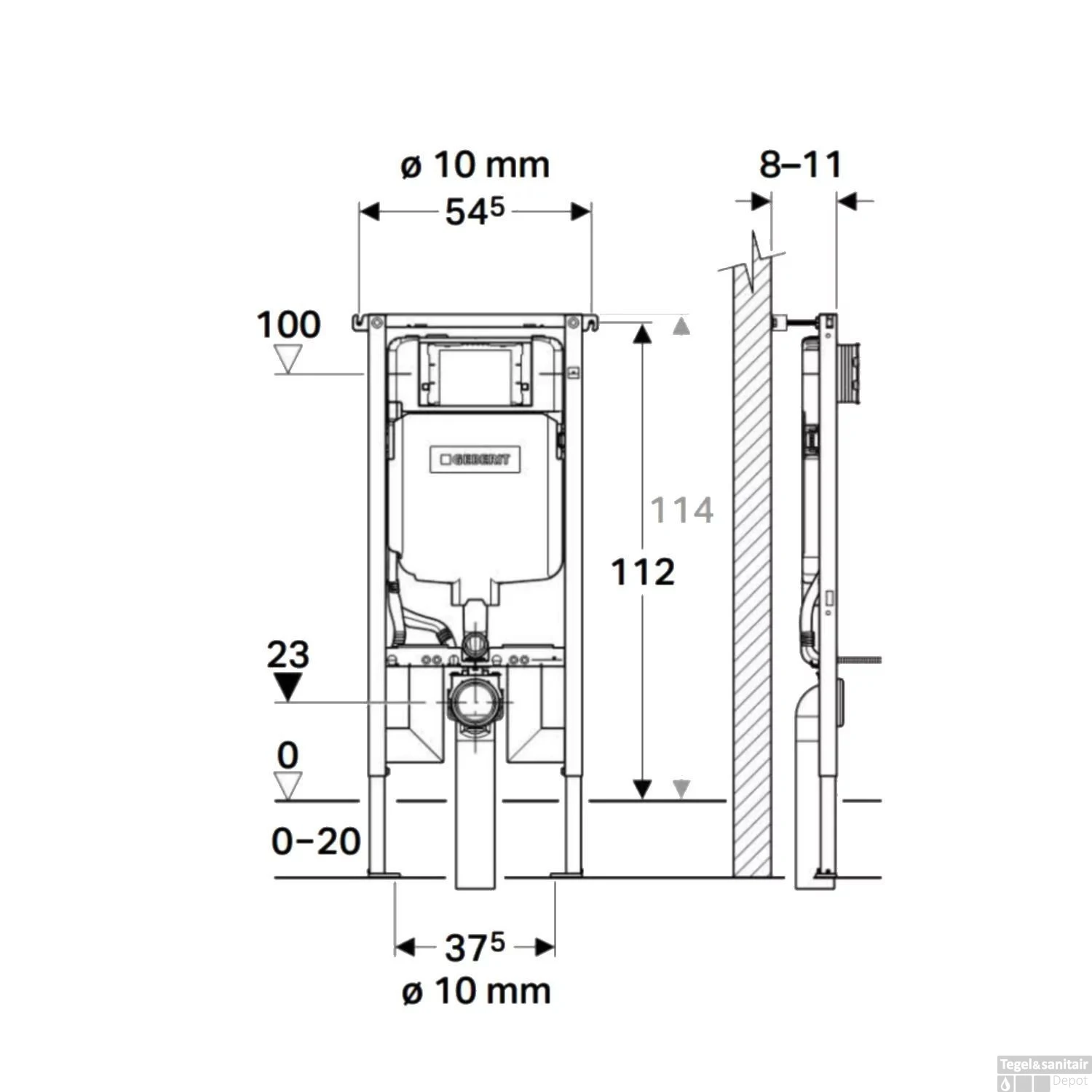 Geberit UP720 Toiletset Wandcloset Salenzi Civita Mat Grijs Met Sigma 01 Drukplaat - Afbeelding 9