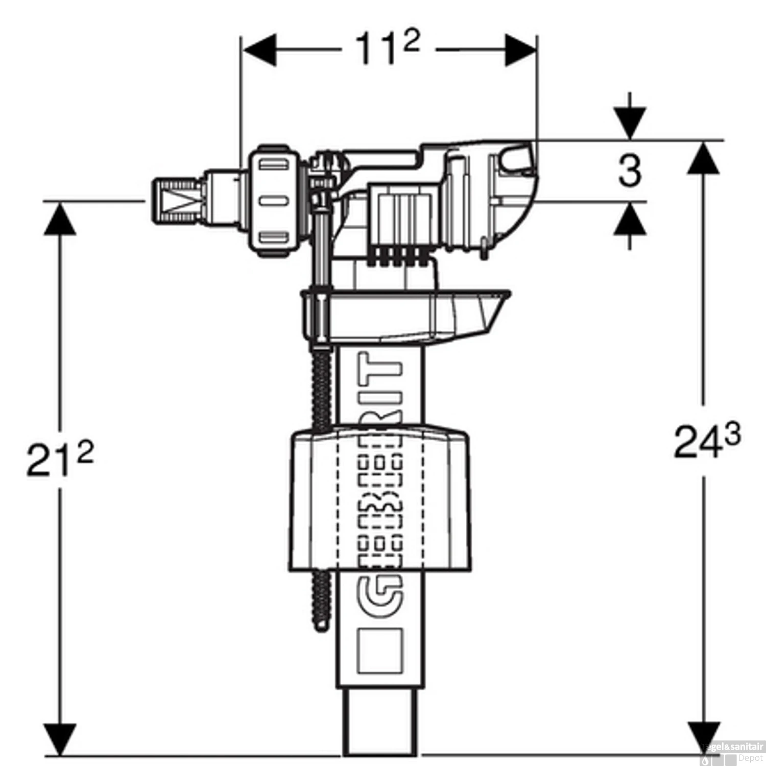 Geberit Vlotterkraan Universeel 2 Geberit Vlotterkraan Universeel - Afbeelding 2