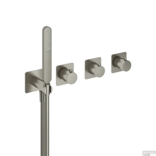 Inbouw Thermostaatkraan Hotbath Gal Voor Bad En Douche Met 2 Stopkranen Zonder Uitloop Geborsteld Nikkel PVD