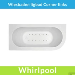 Hoekbad Whirlpool Wiesbaden Corner 180x80x58 Cm Luchtsysteem Met RVS Jets En Waste Links Wit