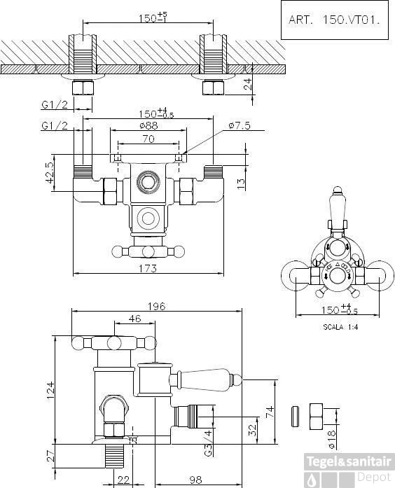Huber Croisette Douchemengkraan Chroom 150CS01HCR 1 Huber Croisette Douchemengkraan Chroom 150CS01HCR