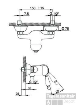 Huber Croisette Douchemengkraan Chroom/Goud CM.000440.74