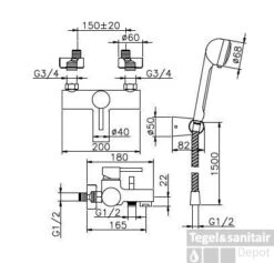 Huber Kiruna Bad/douchemengkraan Chroom 373.KR01H.CR