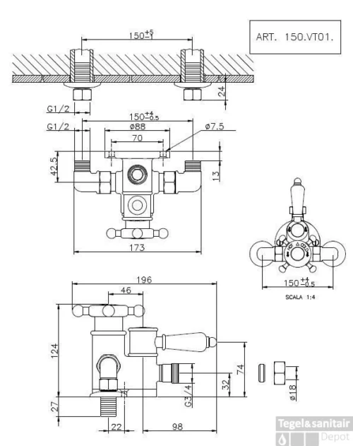 Huber Victorian Douchethermostaat RVS 150VT01HNS