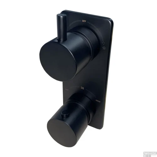 Inbouwthermostaat Wiesbaden Caral 2-weg Rond Mat Zwart